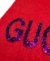 GUCCI (グッチ) カシミヤ混 GUCCYスパンコールロゴストール レッド：35000円