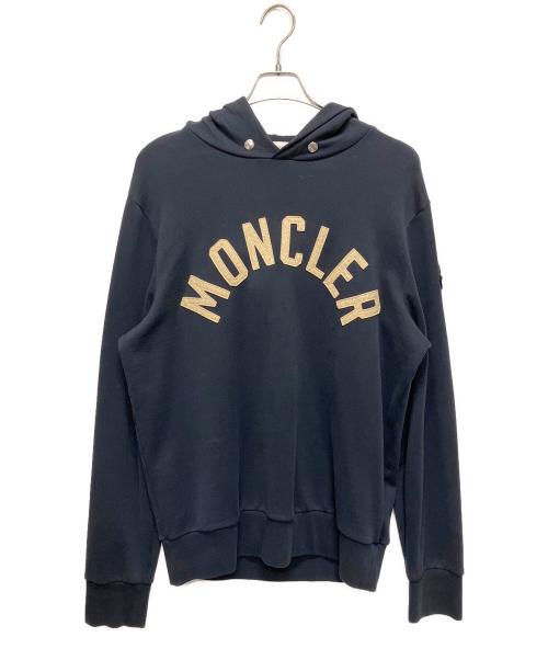 MONCLER（モンクレール）MONCLER (モンクレール) ロゴデザイン コットンプルオーバーパーカー ネイビー サイズ:Lの古着・服飾アイテム