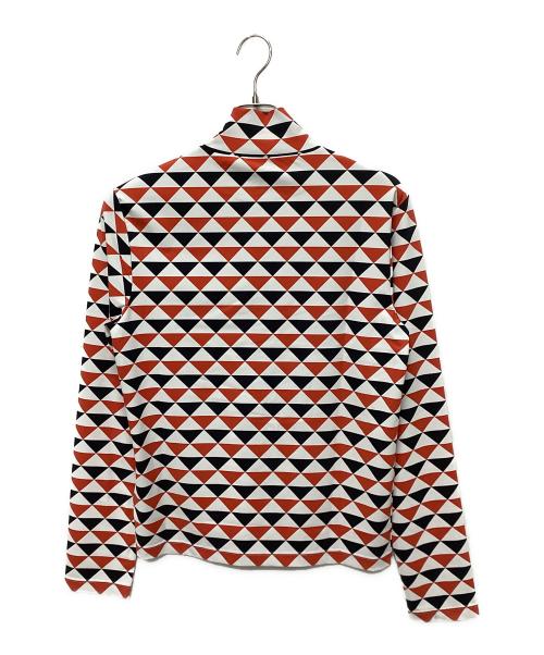 PRADA（プラダ）PRADA (プラダ) ジオメトリックストレッチカットソー ホワイト×レッド サイズ:Lの古着・服飾アイテム