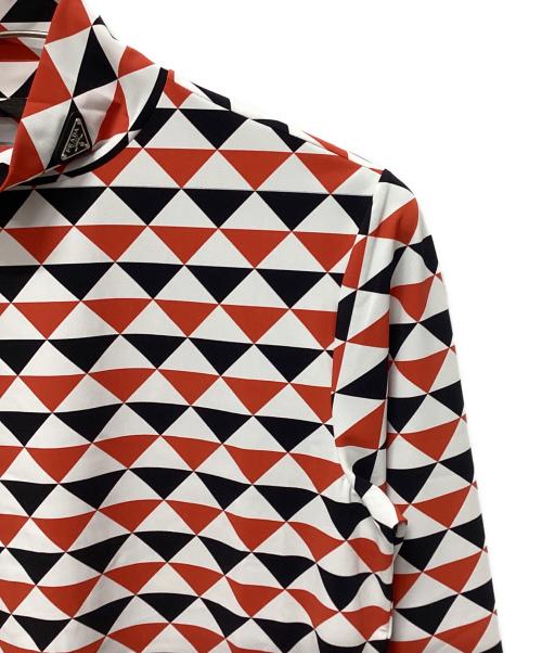 PRADA（プラダ）PRADA (プラダ) ジオメトリックストレッチカットソー ホワイト×レッド サイズ:Lの古着・服飾アイテム
