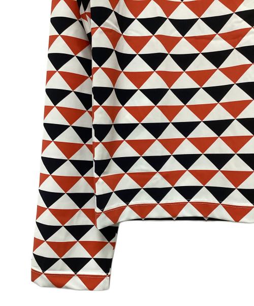 PRADA（プラダ）PRADA (プラダ) ジオメトリックストレッチカットソー ホワイト×レッド サイズ:Lの古着・服飾アイテム