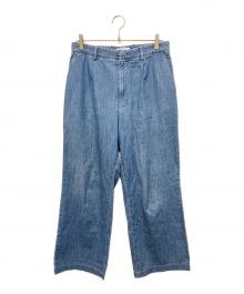 MIU MIU（ミュウミュウ）の古着「ロゴ刺繍 シャンブレーデニムパンツ」｜ブルー