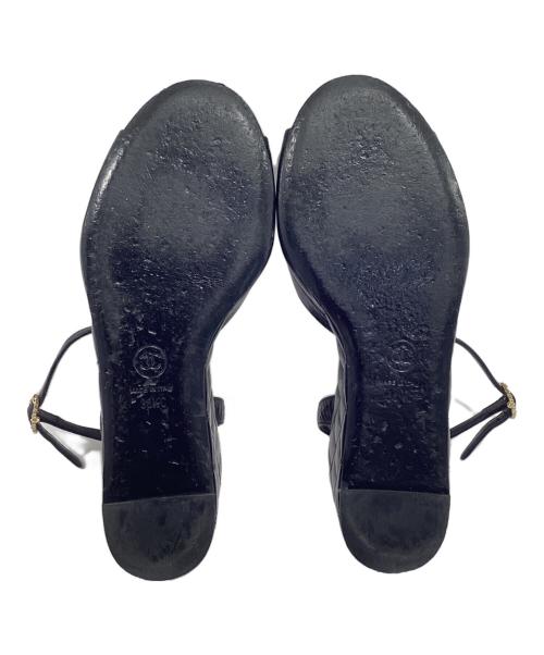 CHANEL（シャネル）CHANEL (シャネル) マトラッセ ヒールレザーサンダル ブラック サイズ:36 1/2の古着・服飾アイテム