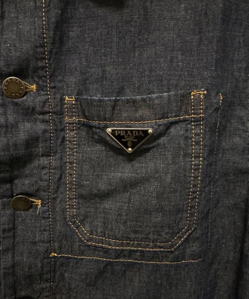 PRADA（プラダ）PRADA (プラダ) トライアングルプレート シャンブレーブルゾンジャケット GEB254 S000 14J2 インディゴ サイズ:Mの古着・服飾アイテム