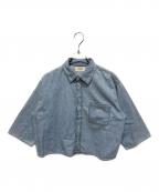 CELINEセリーヌ）の古着「トリオンフ 半袖デニムシャツ 2T2469440」｜スカイブルー