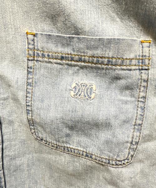 CELINE（セリーヌ）CELINE (セリーヌ) トリオンフ 半袖デニムシャツ 2T2469440 スカイブルー サイズ:Ｓの古着・服飾アイテム