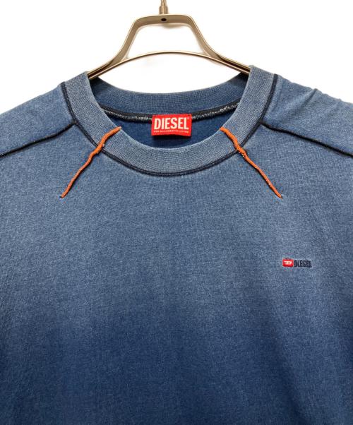 DIESEL（ディーゼル）DIESEL (ディーゼル) ウォッシュド加工Tシャツ インディゴ サイズ:Mの古着・服飾アイテム