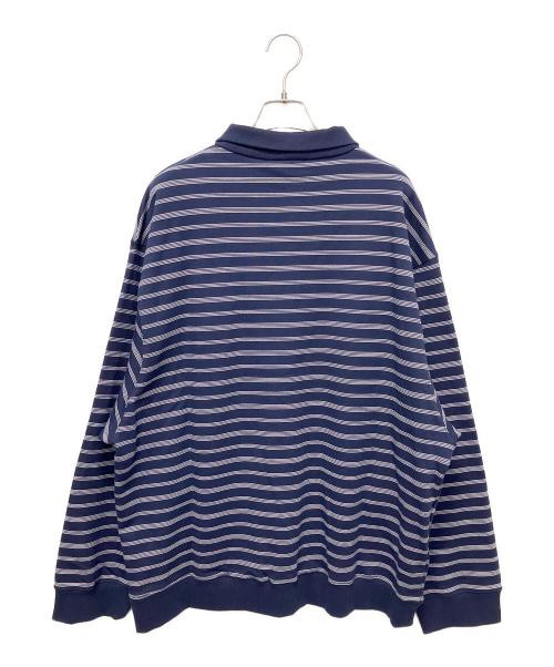 MIU MIU（ミュウミュウ）MIU MIU (ミュウミュウ) ストライプジッパーポロシャツ ネイビー サイズ:Lの古着・服飾アイテム