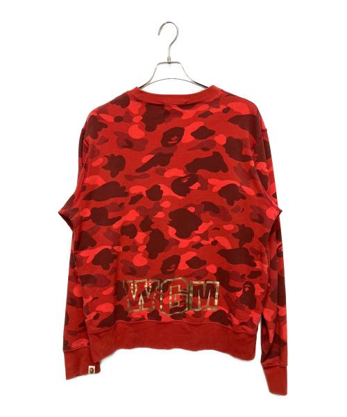 A BATHING APE（アベイシングエイプ）A BATHING APE (アベイシングエイプ) Colour Camo Shark Crew Sweat レッド サイズ:Lの古着・服飾アイテム