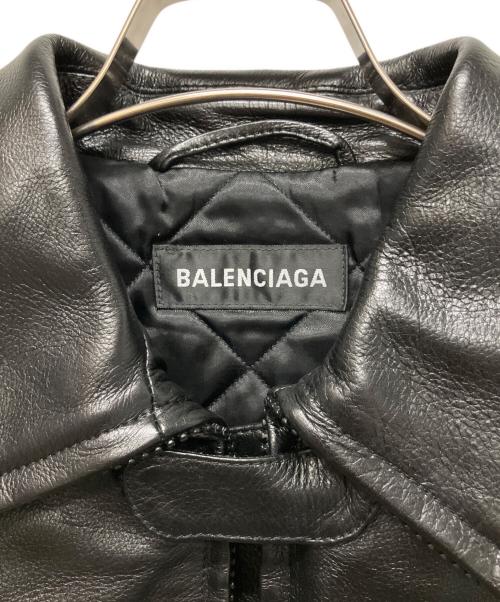 BALENCIAGA（バレンシアガ）BALENCIAGA (バレンシアガ) ロゴデザインレザージャケット/中綿ジャケット ブラック サイズ:44の古着・服飾アイテム