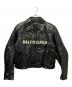BALENCIAGA（バレンシアガ）の古着「ロゴデザインレザージャケット/中綿ジャケット」｜ブラック