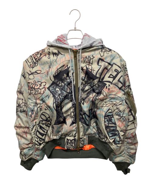 MOWALOLA（モワローラ）MOWALOLA (モワローラ) graffiti bomber jacket グリーン サイズ:Sの古着・服飾アイテム
