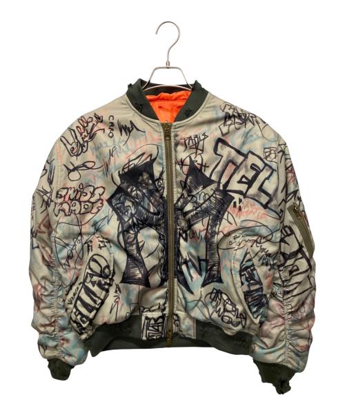 MOWALOLA（モワローラ）MOWALOLA (モワローラ) graffiti bomber jacket グリーン サイズ:Sの古着・服飾アイテム