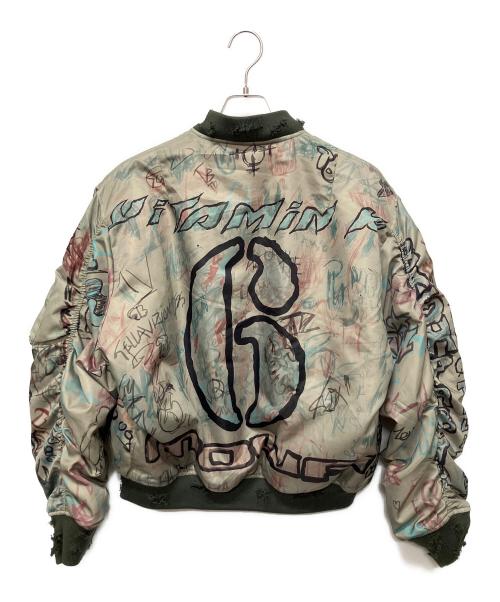 MOWALOLA（モワローラ）MOWALOLA (モワローラ) graffiti bomber jacket グリーン サイズ:Sの古着・服飾アイテム