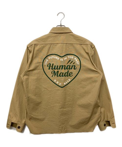 HUMAN MADE（ヒューマンメイド）HUMAN MADE (ヒューマンメイド) Zip-Up Work Shirt ベージュ サイズ:Lの古着・服飾アイテム