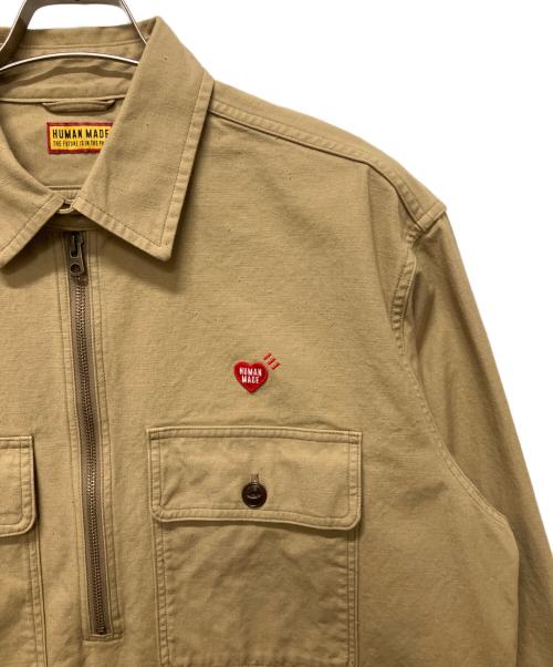 HUMAN MADE（ヒューマンメイド）HUMAN MADE (ヒューマンメイド) Zip-Up Work Shirt ベージュ サイズ:Lの古着・服飾アイテム