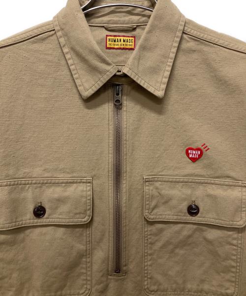 HUMAN MADE（ヒューマンメイド）HUMAN MADE (ヒューマンメイド) Zip-Up Work Shirt ベージュ サイズ:Lの古着・服飾アイテム