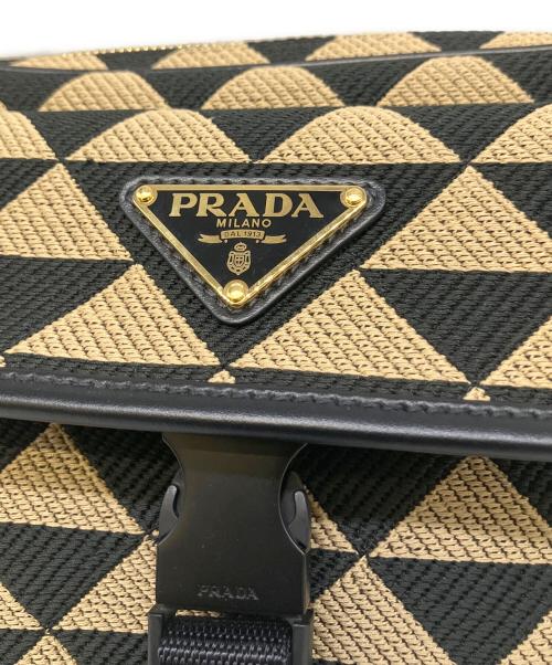 PRADA（プラダ）PRADA (プラダ) エンブロイダリーファブリックバッグ ブラック×ベージュ サイズ:-の古着・服飾アイテム