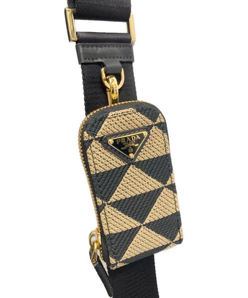PRADA（プラダ）PRADA (プラダ) エンブロイダリーファブリックバッグ ブラック×ベージュ サイズ:-の古着・服飾アイテム