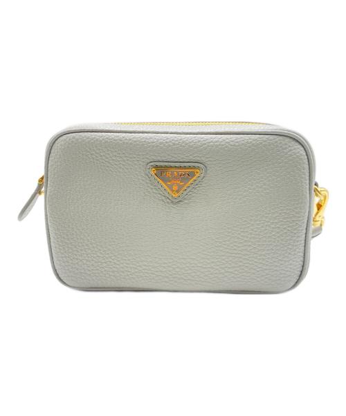 PRADA（プラダ）PRADA (プラダ) ヴィッテロダイノ レザー ショルダーバッグ ライトグレー サイズ:TUの古着・服飾アイテム