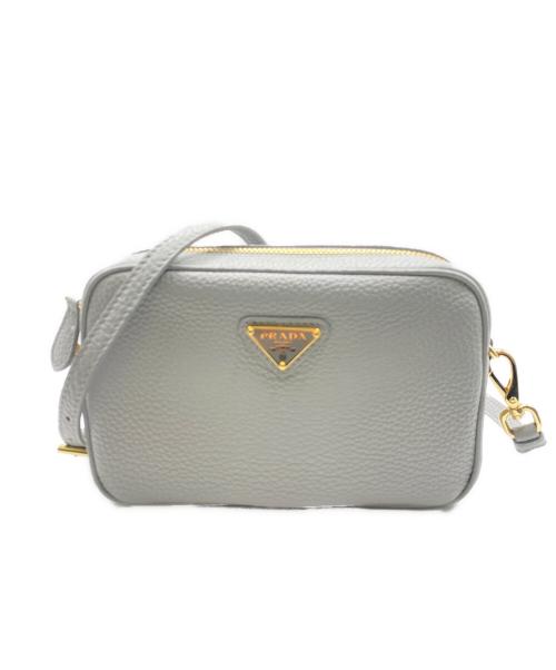 PRADA（プラダ）PRADA (プラダ) ヴィッテロダイノ レザー ショルダーバッグ ライトグレー サイズ:TUの古着・服飾アイテム
