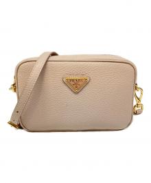 PRADA（プラダ）の古着「レザーミニバッグ　1NF060」｜ベージュ