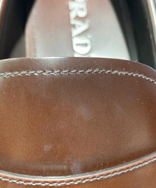 PRADA（プラダ）PRADA (プラダ) ブラッシュドレザーローファー ブラウン サイズ:9 未使用品の古着・服飾アイテム
