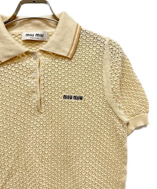 MIU MIU（ミュウミュウ）MIU MIU (ミュウミュウ) クロシェニット ベージュ サイズ:38の古着・服飾アイテム
