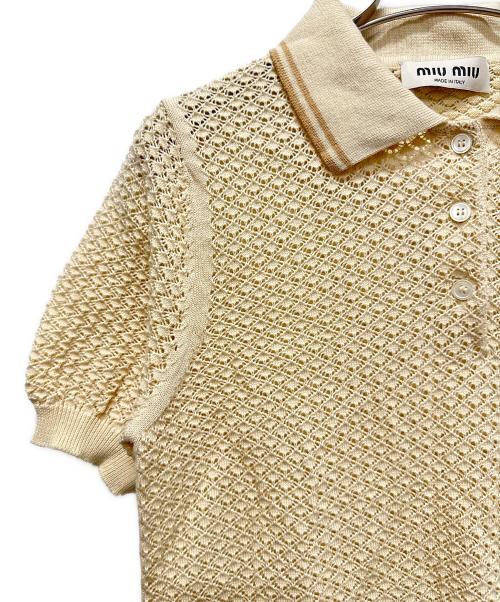 MIU MIU（ミュウミュウ）MIU MIU (ミュウミュウ) クロシェニット ベージュ サイズ:38の古着・服飾アイテム