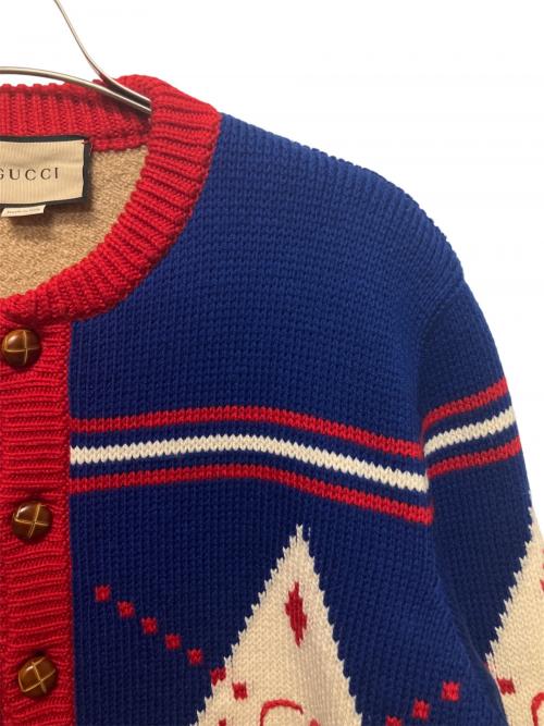 GUCCI（グッチ）GUCCI (グッチ) クルミボタン カシミヤ混ニットジャケット マルチカラー サイズ:44.0の古着・服飾アイテム