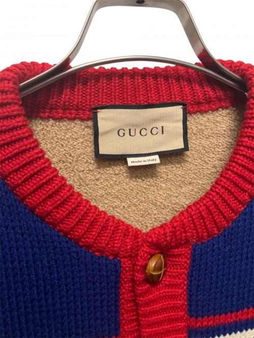 GUCCI（グッチ）GUCCI (グッチ) クルミボタン カシミヤ混ニットジャケット マルチカラー サイズ:44.0の古着・服飾アイテム