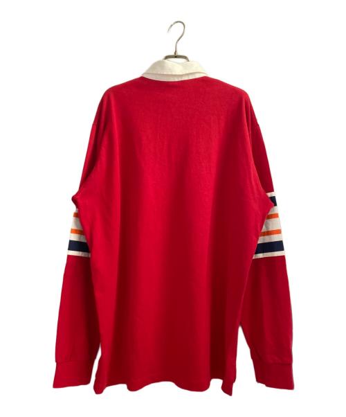 GUCCI（グッチ）GUCCI (グッチ)  レッドストライプ ロゴ ジャカード ポロシャツ レッド サイズ:Lの古着・服飾アイテム