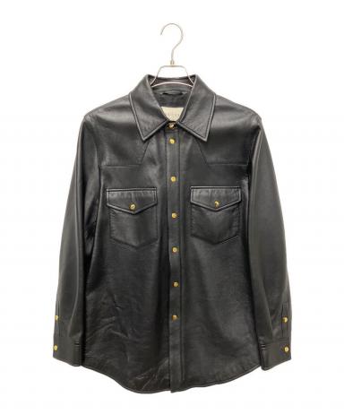 中古・古着通販】GUCCI (グッチ) Embossed Logo Leather Shirt Jacket
