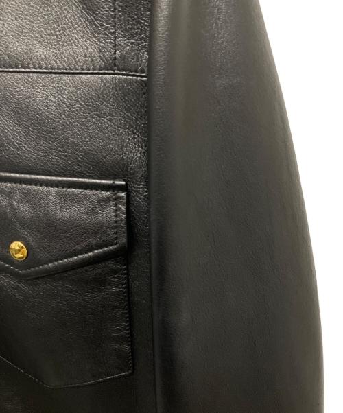 GUCCI（グッチ）GUCCI (グッチ) Embossed Logo Leather Shirt Jacket Black ブラック サイズ:48の古着・服飾アイテム