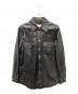 GUCCI（グッチ）の古着「Embossed Logo Leather Shirt Jacket Black」｜ブラック