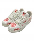 LOUIS VUITTONルイ ヴィトン）の古着「LVトレイナー・ライン ローカットスニーカー/NIGOコラボ」｜ホワイト×レッド