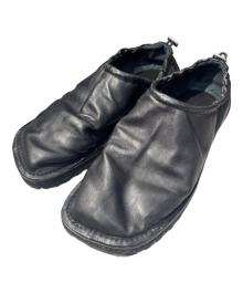 DRIES VAN NOTEN（ドリスヴァンノッテン）の古着「Drawstring Slipper Shoes/ドローストリング レザースリッポン」｜ブラック