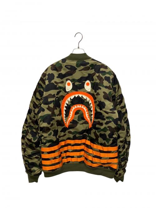 A BATHING APE（アベイシングエイプ）A BATHING APE (アベイシングエイプ) PORTER (ポーター) BAPE×PORTER 1ST CAMO SHARK MA-1 カーキ サイズ:XXLの古着・服飾アイテム