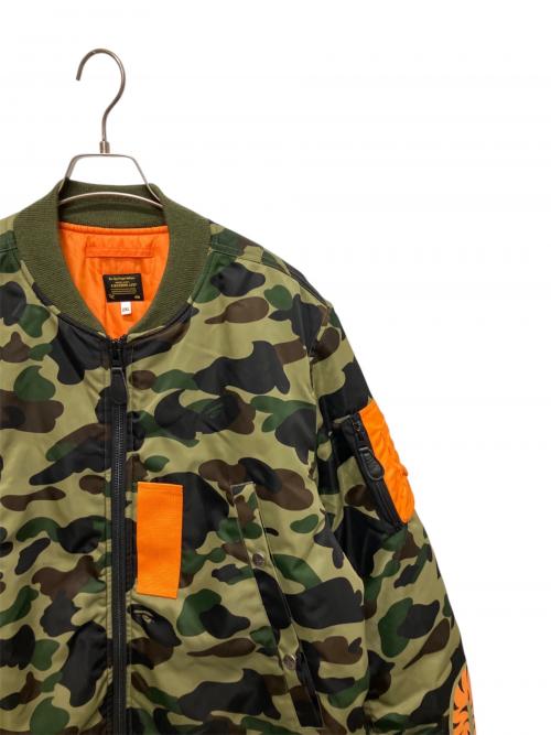 A BATHING APE（アベイシングエイプ）A BATHING APE (アベイシングエイプ) PORTER (ポーター) BAPE×PORTER 1ST CAMO SHARK MA-1 カーキ サイズ:XXLの古着・服飾アイテム