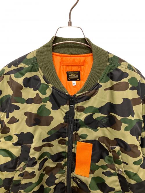 A BATHING APE（アベイシングエイプ）A BATHING APE (アベイシングエイプ) PORTER (ポーター) BAPE×PORTER 1ST CAMO SHARK MA-1 カーキ サイズ:XXLの古着・服飾アイテム