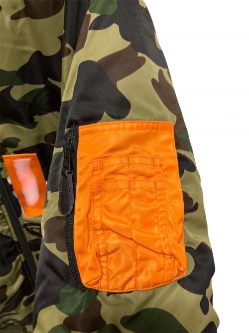 A BATHING APE（アベイシングエイプ）A BATHING APE (アベイシングエイプ) PORTER (ポーター) BAPE×PORTER 1ST CAMO SHARK MA-1 カーキ サイズ:XXLの古着・服飾アイテム