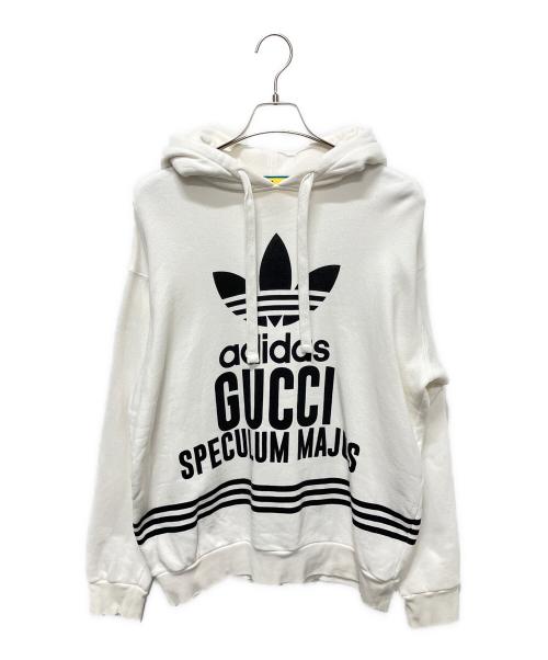 GUCCI（グッチ）GUCCI (グッチ) adidas (アディダス) 22AW コラボロゴスウェットパーカー ホワイト サイズ:Mの古着・服飾アイテム
