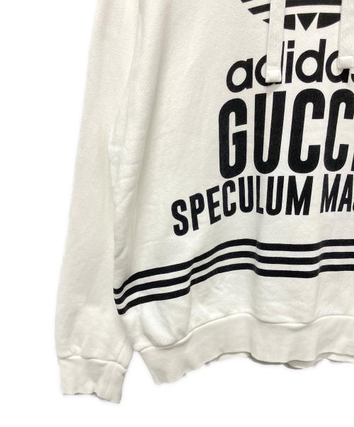 GUCCI（グッチ）GUCCI (グッチ) adidas (アディダス) 22AW コラボロゴスウェットパーカー ホワイト サイズ:Mの古着・服飾アイテム
