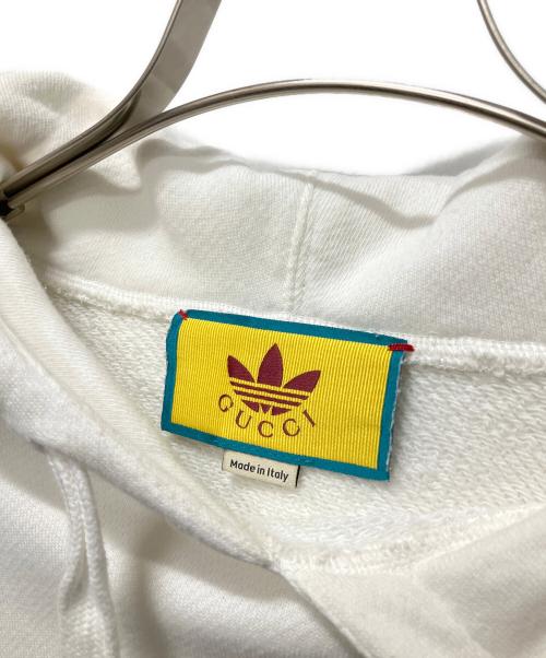 GUCCI（グッチ）GUCCI (グッチ) adidas (アディダス) 22AW コラボロゴスウェットパーカー ホワイト サイズ:Mの古着・服飾アイテム