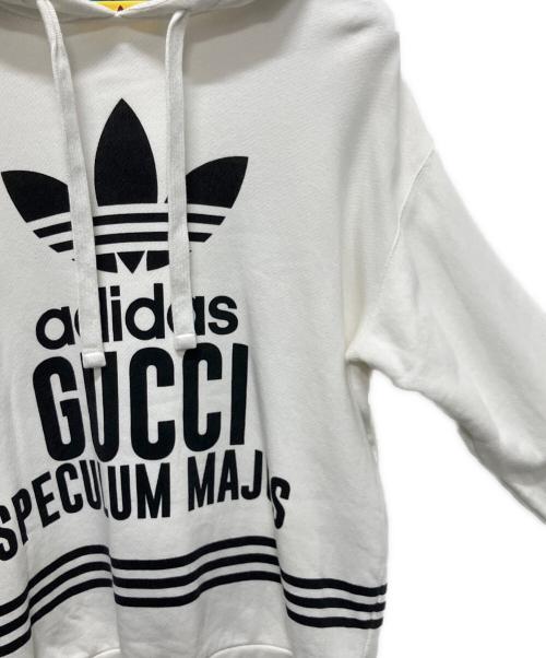 GUCCI（グッチ）GUCCI (グッチ) adidas (アディダス) 22AW コラボロゴスウェットパーカー ホワイト サイズ:Mの古着・服飾アイテム