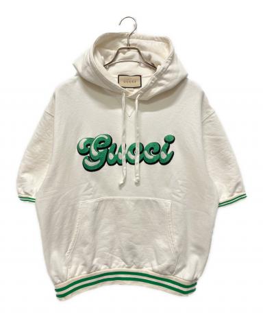 中古・古着通販】GUCCI (グッチ) GUCCIロゴ半袖パーカー ホワイト