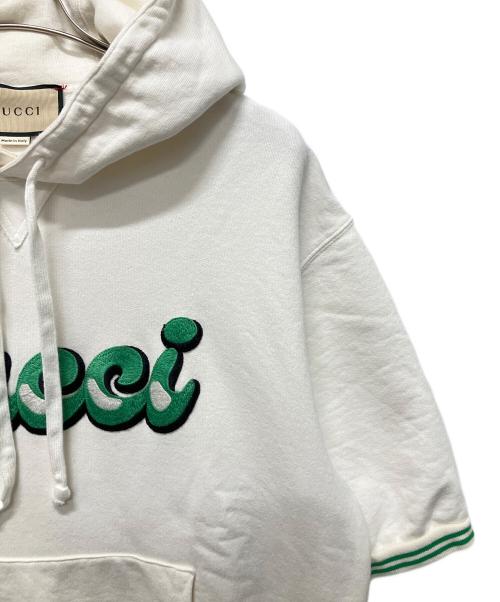 GUCCI（グッチ）GUCCI (グッチ) GUCCIロゴ半袖パーカー ホワイト サイズ:Mの古着・服飾アイテム