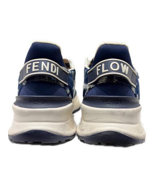 FENDI（フェンディ）FENDI (フェンディ) Flow ツイードロゴスニーカー ネイビー×ホワイト サイズ:8の古着・服飾アイテム