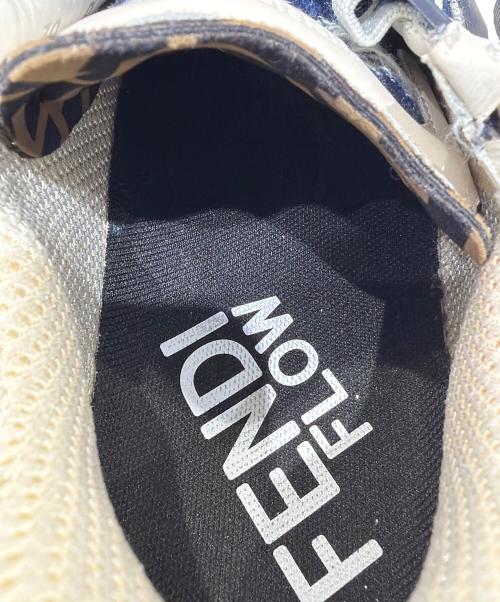 FENDI（フェンディ）FENDI (フェンディ) Flow ツイードロゴスニーカー ネイビー×ホワイト サイズ:8の古着・服飾アイテム