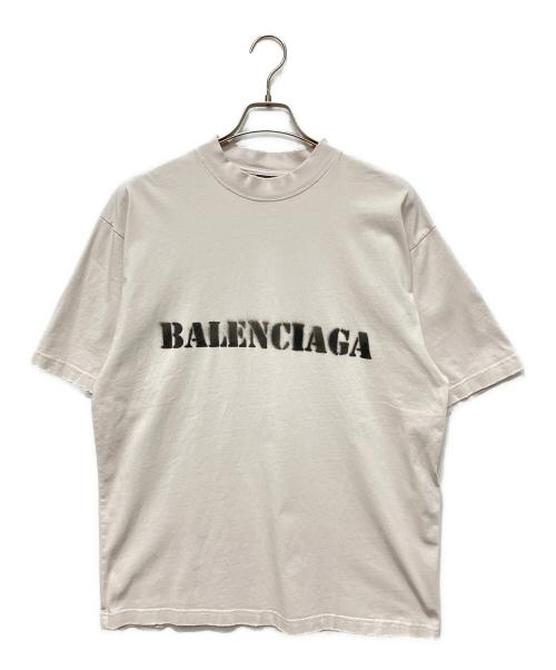 BALENCIAGA（バレンシアガ）BALENCIAGA (バレンシアガ) ステンシルタイプ ダメージ加工半袖Tシャツ ライトグレー サイズ:Sの古着・服飾アイテム